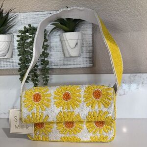 Sol And Mer Yellow Flower Beaded Bag